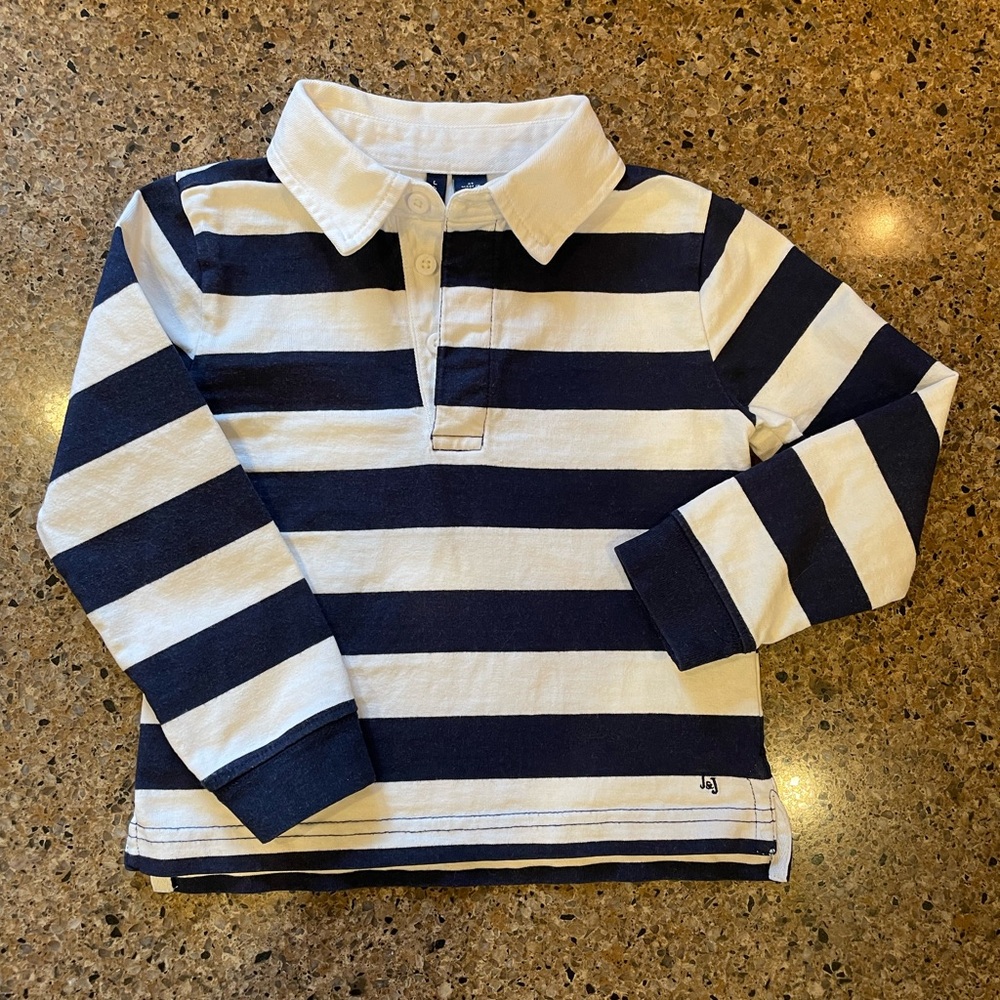 Janie and Jack Navy and White Striped Polo Shirt